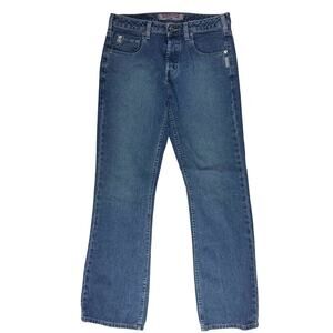 Vintage 90s Women's 30 Silver Mid Rise Flare Jeans Button Fly Denim